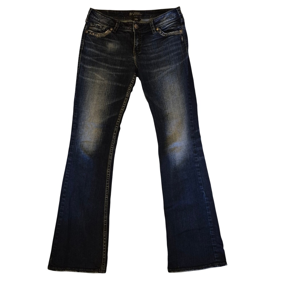 Silver Jeans Suki Jeans Womens 31x35 Y2K Western Denim Bootcut Dark Wash